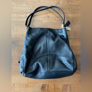 Coach black Edie leather shoulder bag with blue interior